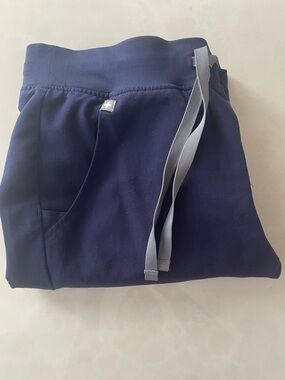 Figs Navy Zamora Jogger Pants with Gray Drawstring